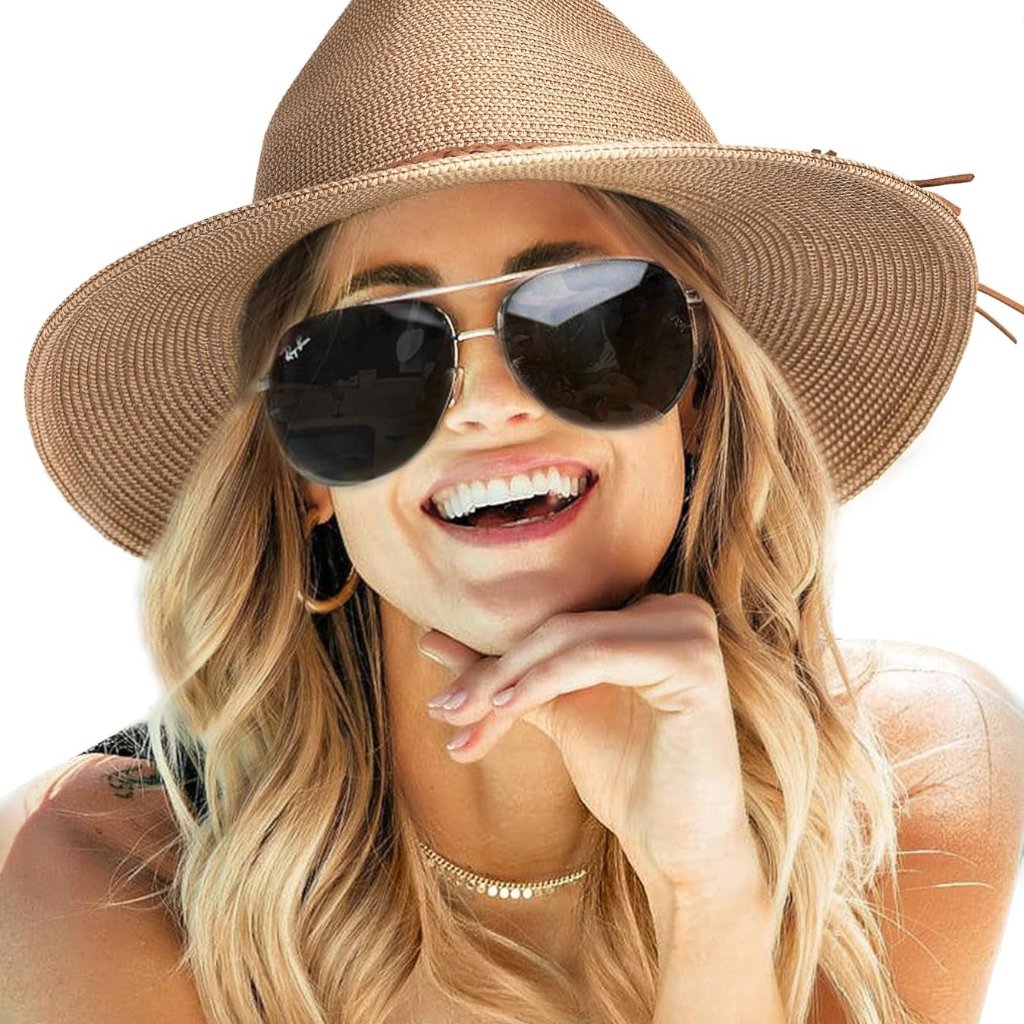 Sun Hats For Women Summer Wide Brim Uv Upf 80+ Panama Fedora Foldable Packable S